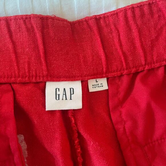 Gap Women's Red Pant Linen Blend Pleated Casual Shorts Size L - Picture 8 of 9